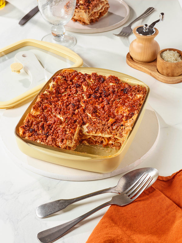 Fuente De Horno Rectangular De Vidrio Y Su Tapa De Vidrio - Crema - 1.6 L