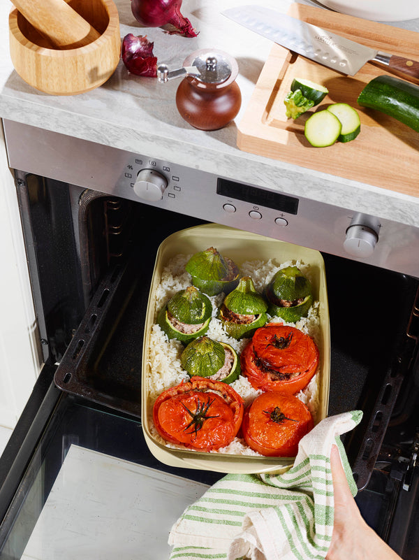 Fuente De Horno Rectangular De Vidrio Y Su Tapa De Vidrio - Crema - 3.6 L