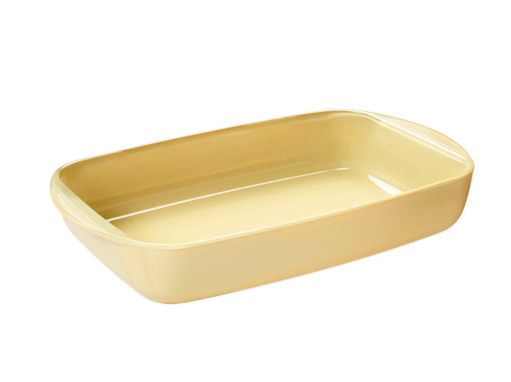 Fuente De Horno Rectangular De Vidrio Y Su Tapa De Vidrio - Crema - 3.6 L