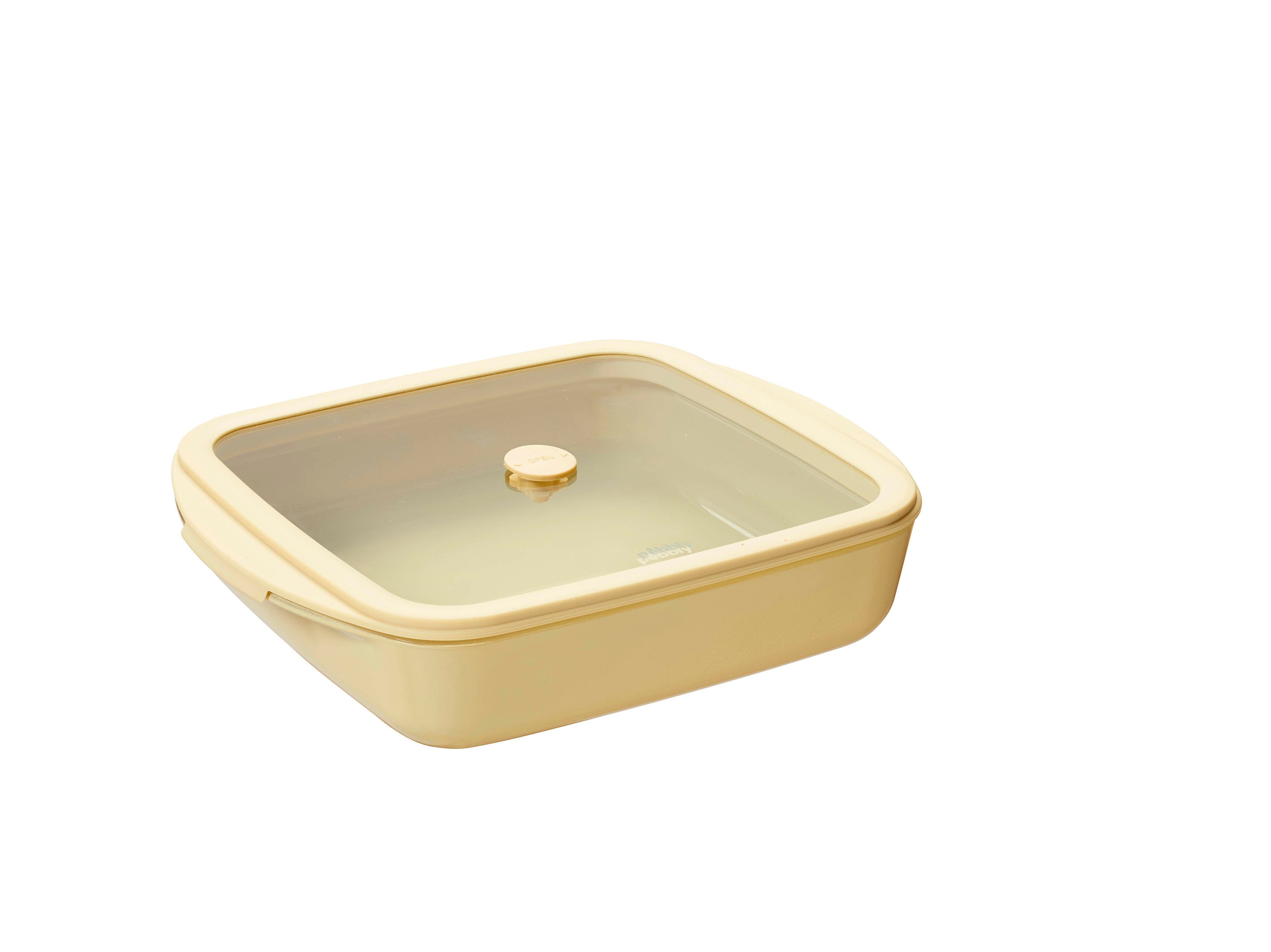 Plat À Four Carré En Verre Avec Couvercle - Crème