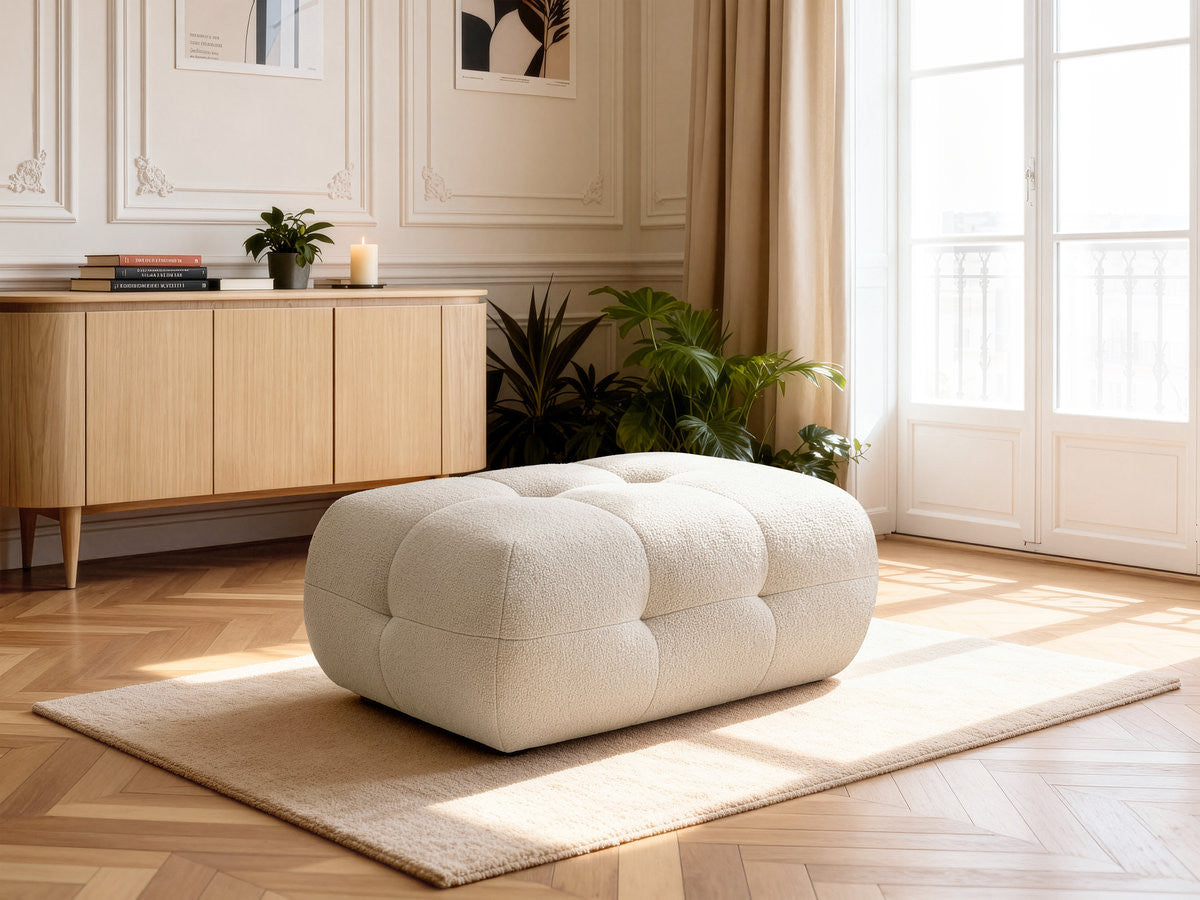Small Laura Ottoman in Mottled Fabric