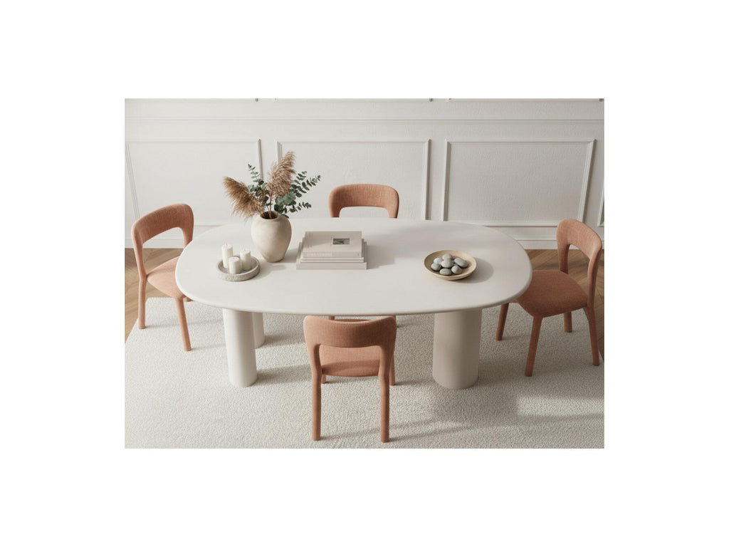 Constance - Set - With Beige Oval Concrete-Effect Dining Table + 4 Pia Chairs