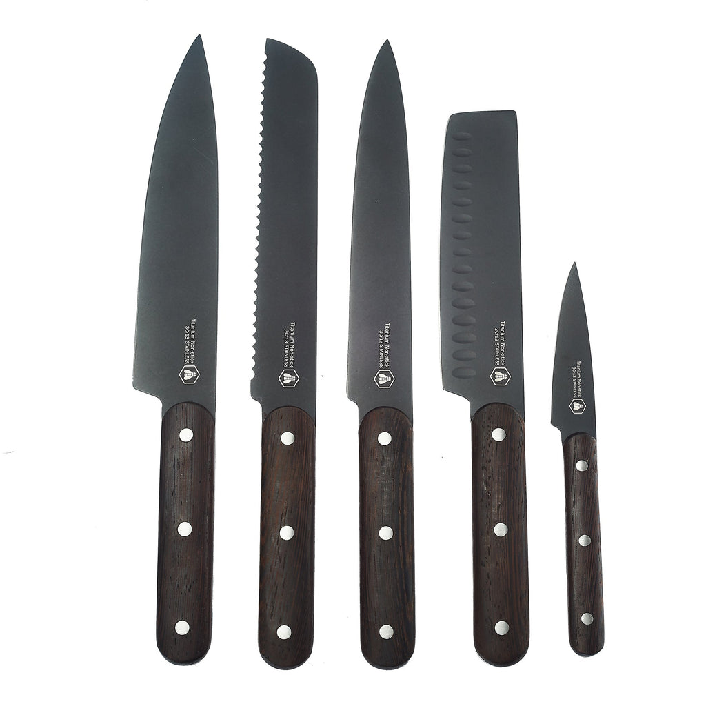 Coffret De 5 Couteaux À Découper - Manche Wengé