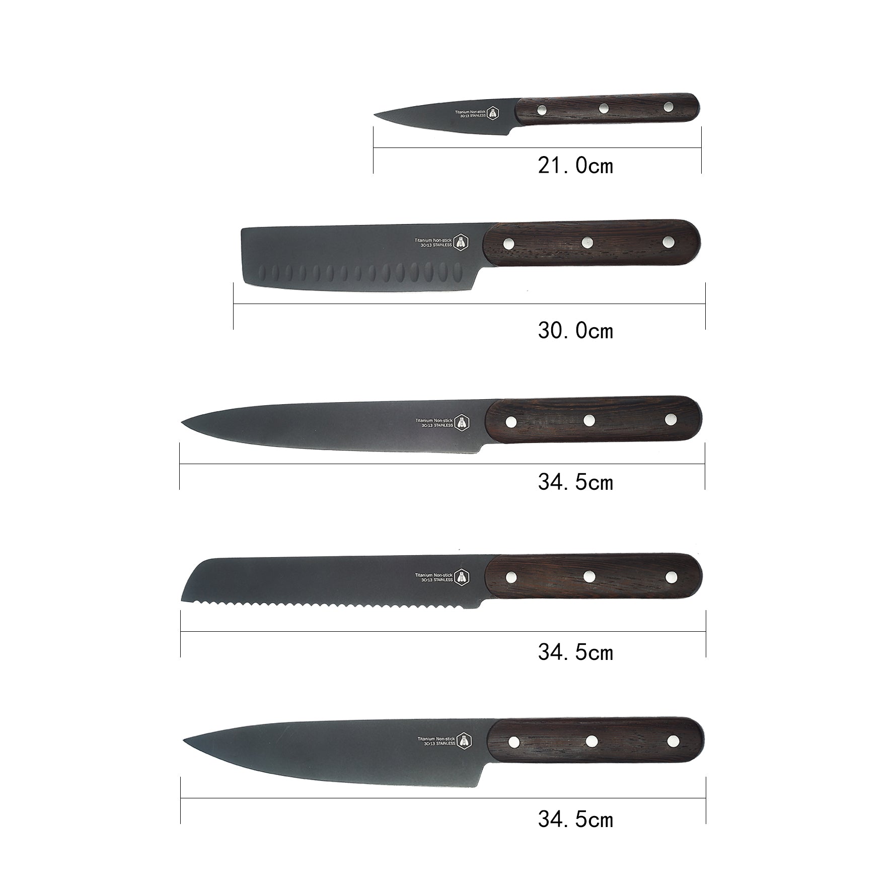 Coffret De 5 Couteaux À Découper - Manche Wengé