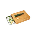Bamboo Cutting Board with Storage Drawer - Stainless Steel