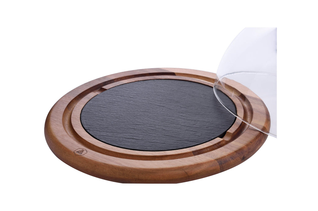Bandeja Cloche De Queso Madera Y Pizarra