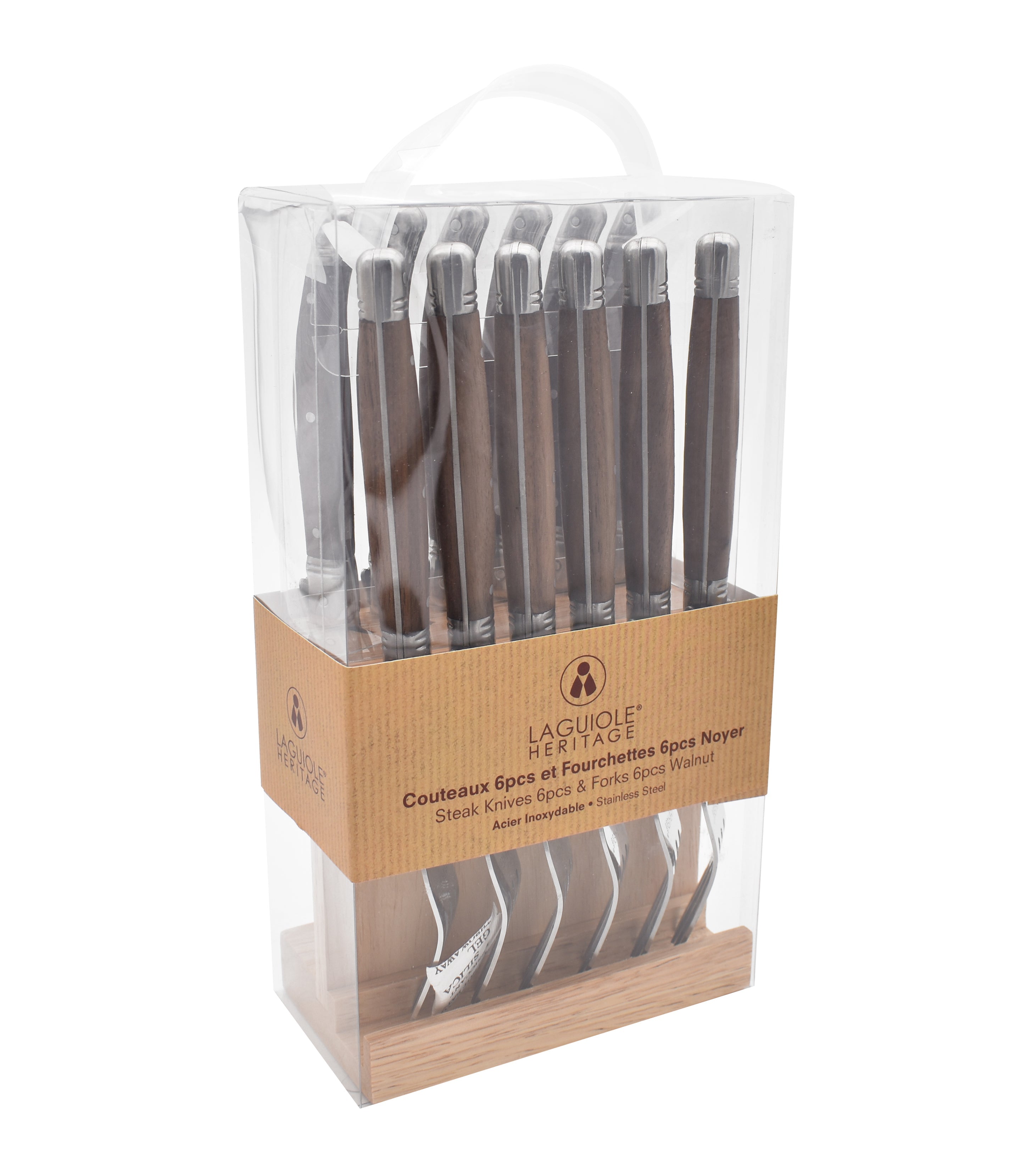 Set of 6 Knives and 6 Forks - Walnut Wood Handle - LG Heritage