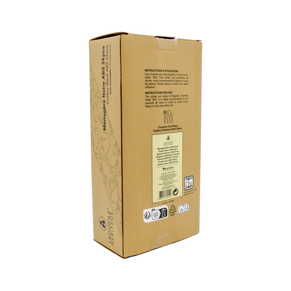Laguiole Heritage - Juego de Cubiertos Negro 24 Piezas