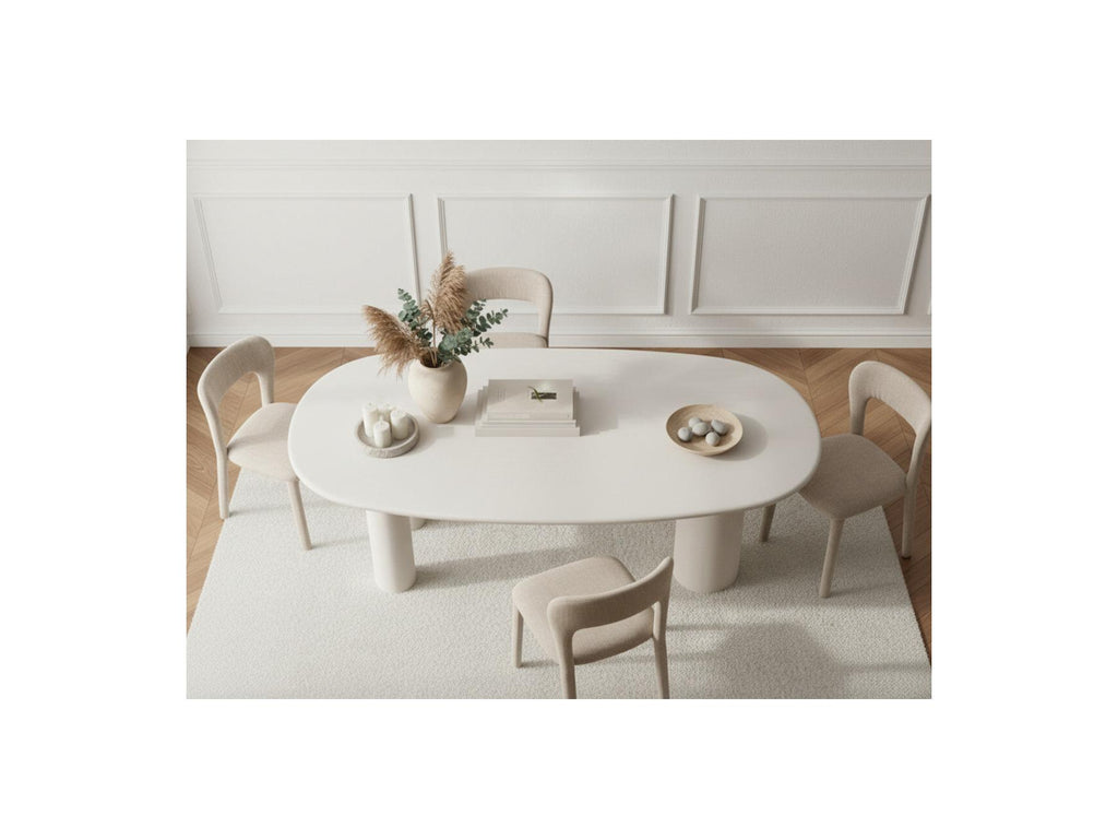 Constance - Table À Manger Ovale - Beige Effet Béton