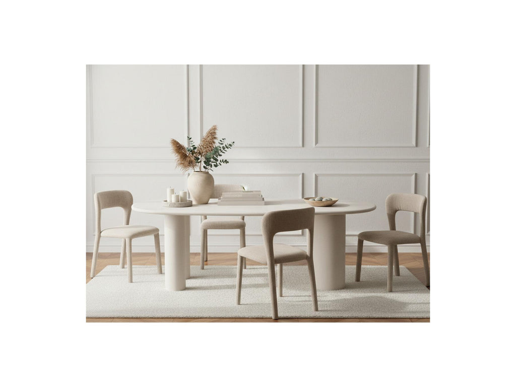 Constance - Table À Manger Ovale - Beige Effet Béton
