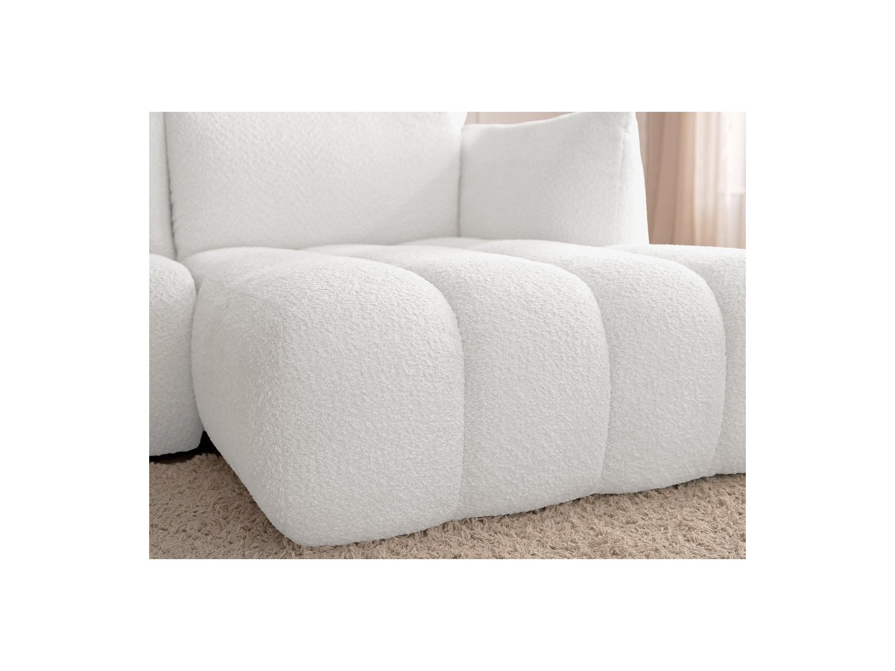 Azra - Fixed Corner Sofa - Bouclette Fabric - Right Angle