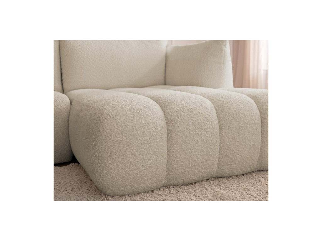 Azra - Fixed Corner Sofa - Bouclette Fabric - Right Angle
