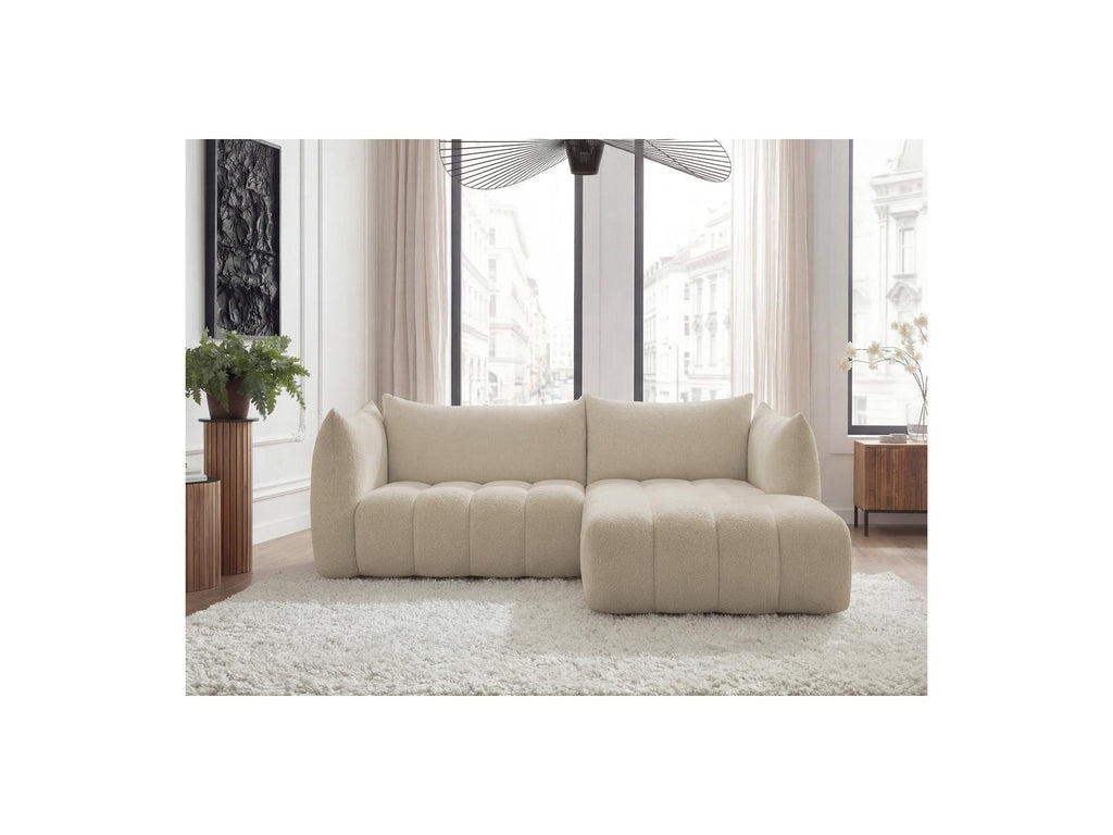 Azra - Fixed Corner Sofa - Bouclette Fabric - Right Angle