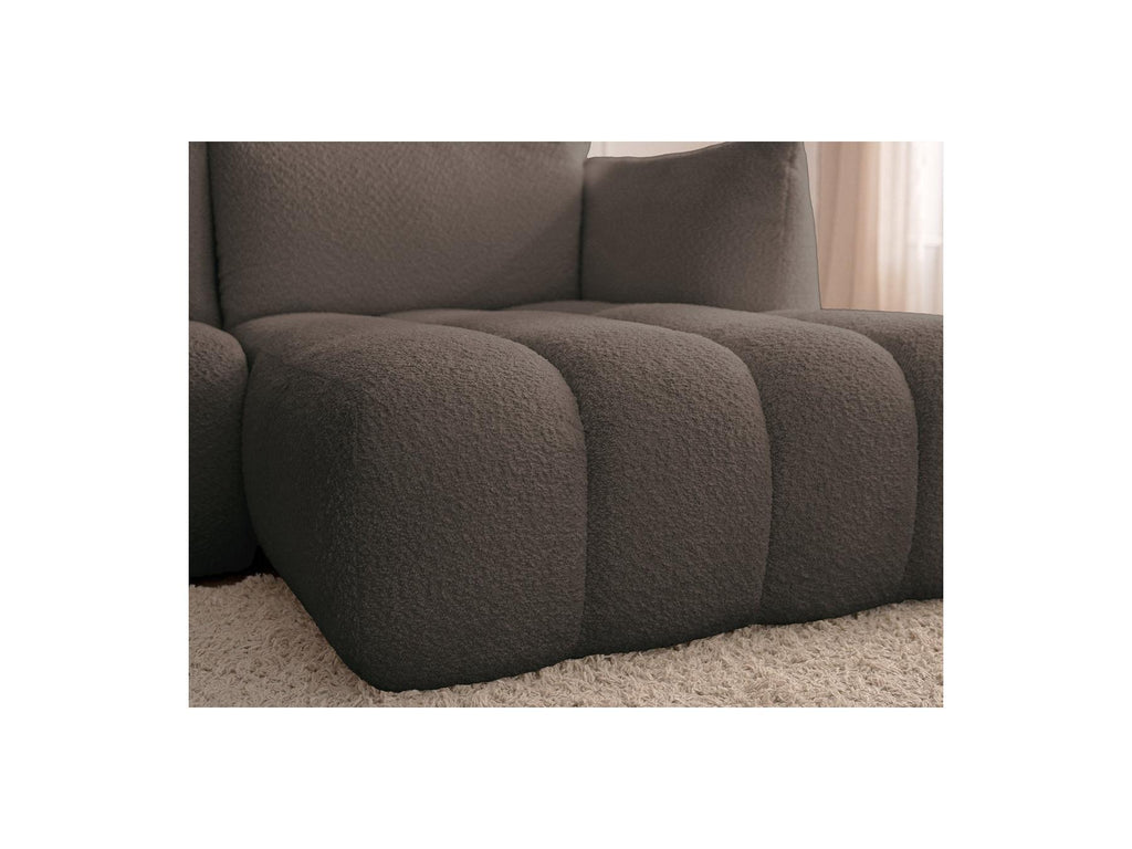 Azra - Fixed Corner Sofa - Bouclette Fabric - Right Angle