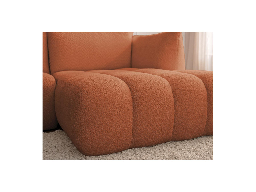 Azra - Fixed Corner Sofa - Bouclette Fabric - Right Angle