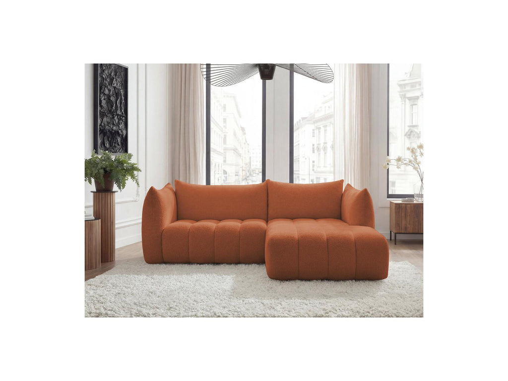 Azra - Fixed Corner Sofa - Bouclette Fabric - Right Angle