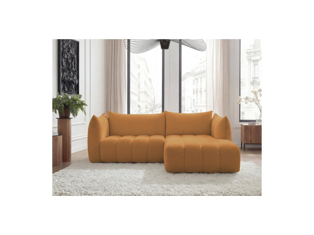 Azra - Fixed Corner Sofa - Bouclette Fabric - Right Angle