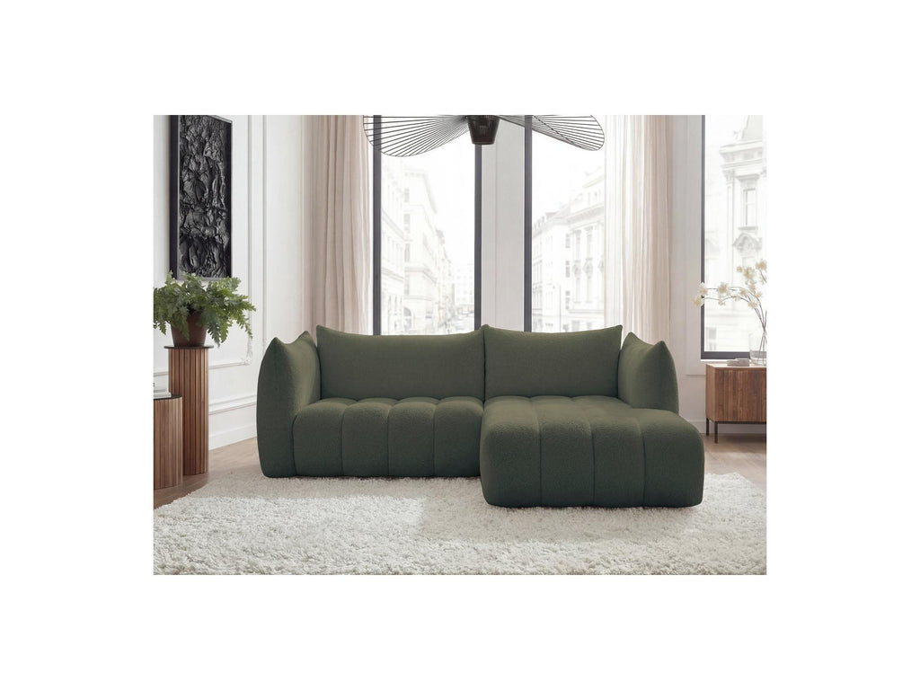 Azra - Fixed Corner Sofa - Bouclette Fabric - Right Angle