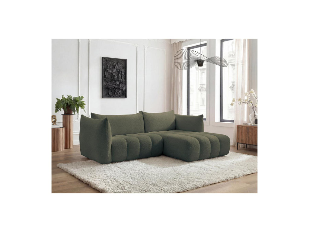 Azra - Fixed Corner Sofa - Bouclette Fabric - Right Angle
