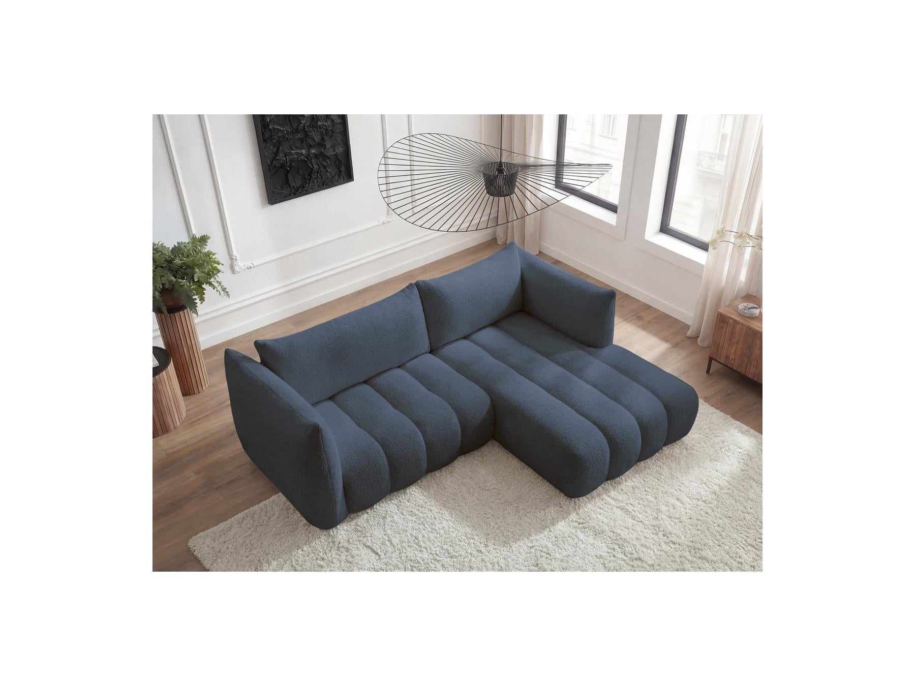 Azra - Fixed Corner Sofa - Bouclette Fabric - Right Angle