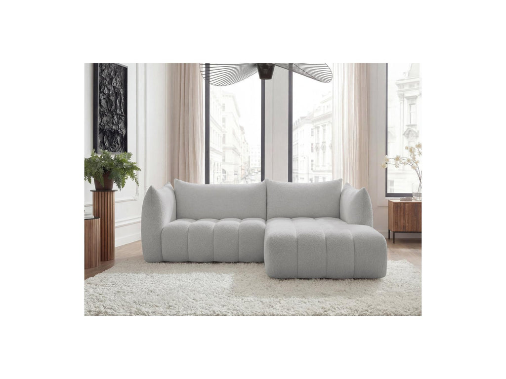 Azra - Fixed Corner Sofa - Bouclette Fabric - Right Angle