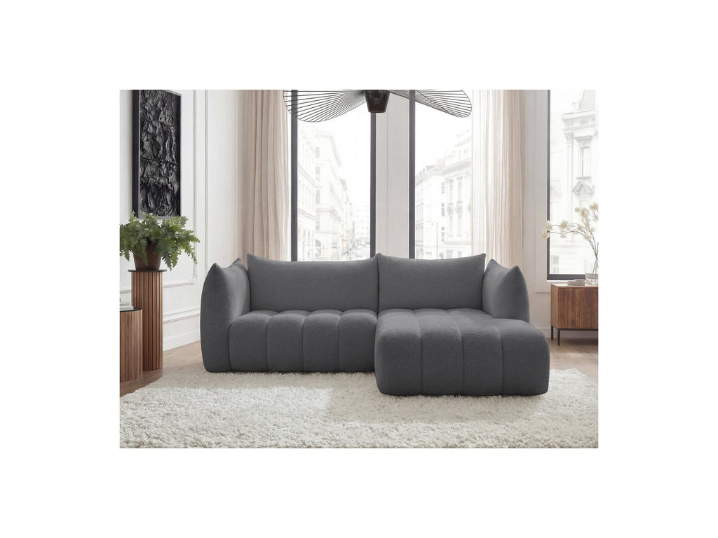 Azra - Fixed Corner Sofa - Bouclette Fabric - Right Angle