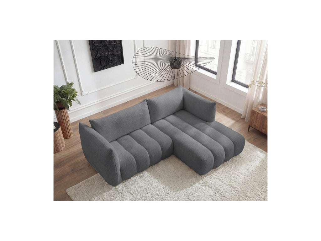 Azra - Fixed Corner Sofa - Bouclette Fabric - Right Angle