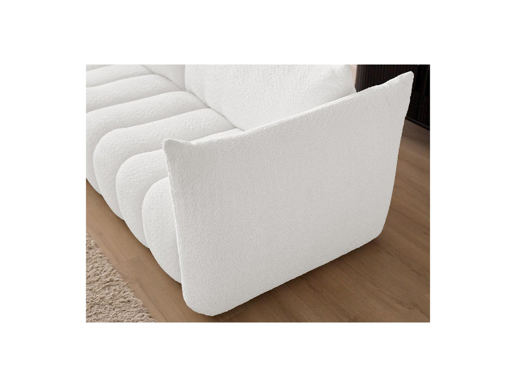 Azra - Canapé D'Angle Fixe - Tissu Bouclette - Angle Gauche