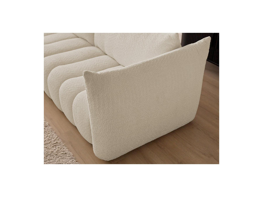 Azra - Canapé D'Angle Fixe - Tissu Bouclette - Angle Gauche