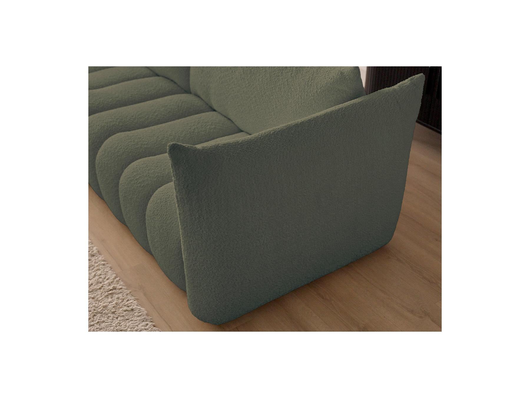 Azra - Canapé D'Angle Fixe - Tissu Bouclette - Angle Gauche