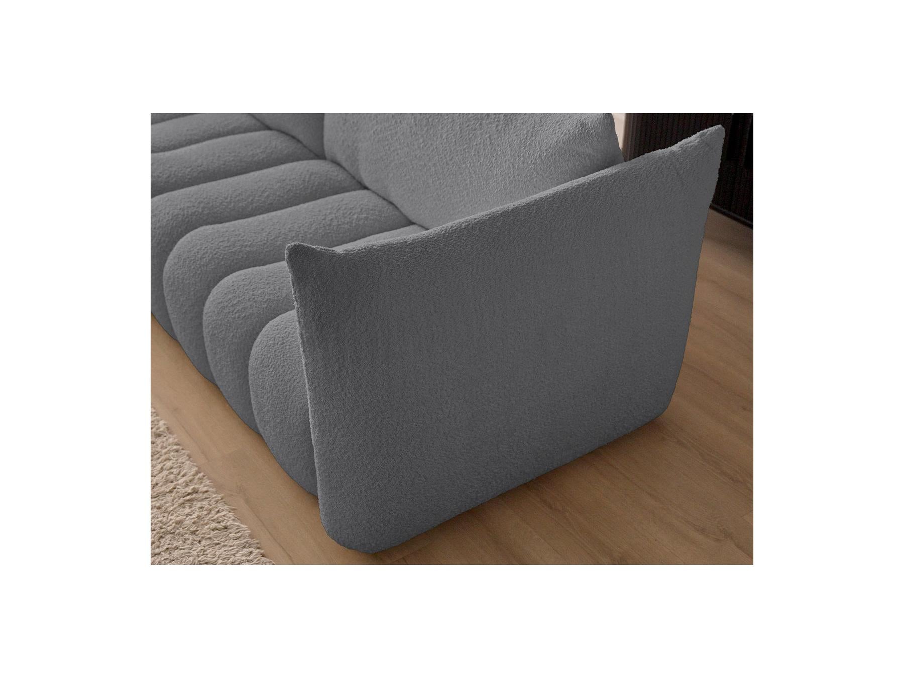 Azra - Canapé D'Angle Fixe - Tissu Bouclette - Angle Gauche