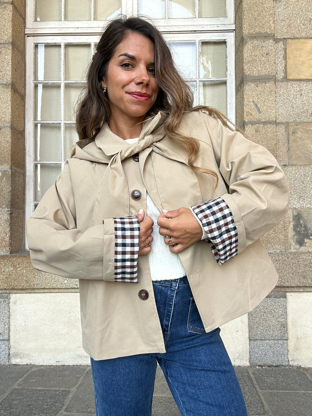 Veste À Capuche Amovible Garance Beige