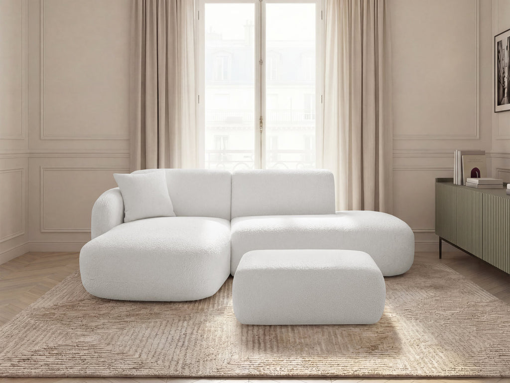 Anda - Modular Fixed Corner Sofa with 1 Chaise Longue, 1 Armless End Unit and 1 Pouffe - Left-Hand Corner
