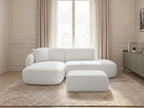 Anda - Modular Fixed Corner Sofa with 1 Chaise Longue, 1 Armless End Unit and 1 Pouffe - Left-Hand Corner