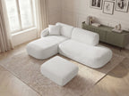 Anda - Modular Fixed Corner Sofa with 1 Chaise Longue, 1 Armless End Unit and 1 Pouffe - Left-Hand Corner