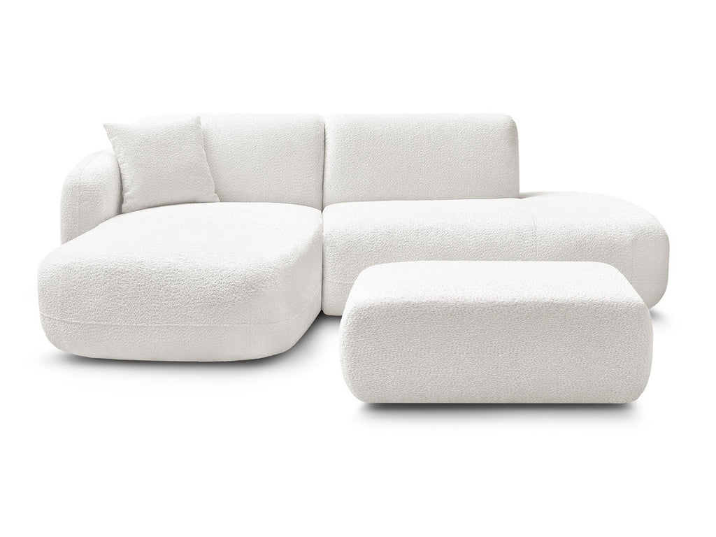 Anda - Modular Fixed Corner Sofa with 1 Chaise Longue, 1 Armless End Unit and 1 Pouffe - Left-Hand Corner