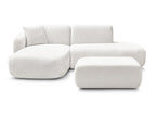 Anda - Modular Fixed Corner Sofa with 1 Chaise Longue, 1 Armless End Unit and 1 Pouffe - Left-Hand Corner
