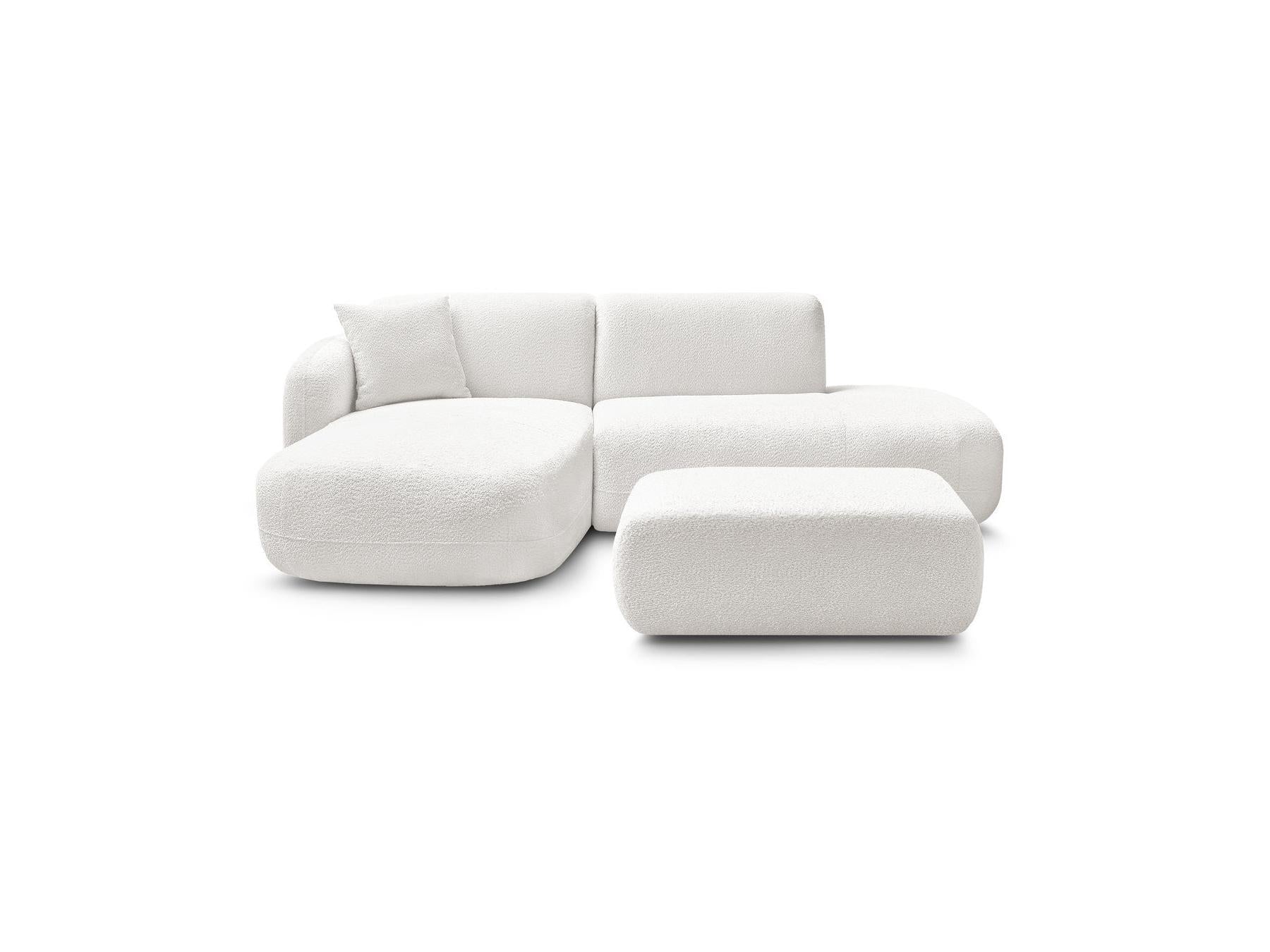 Anda - Modular Fixed Corner Sofa with 1 Chaise Longue, 1 Armless End Unit and 1 Pouffe - Left-Hand Corner