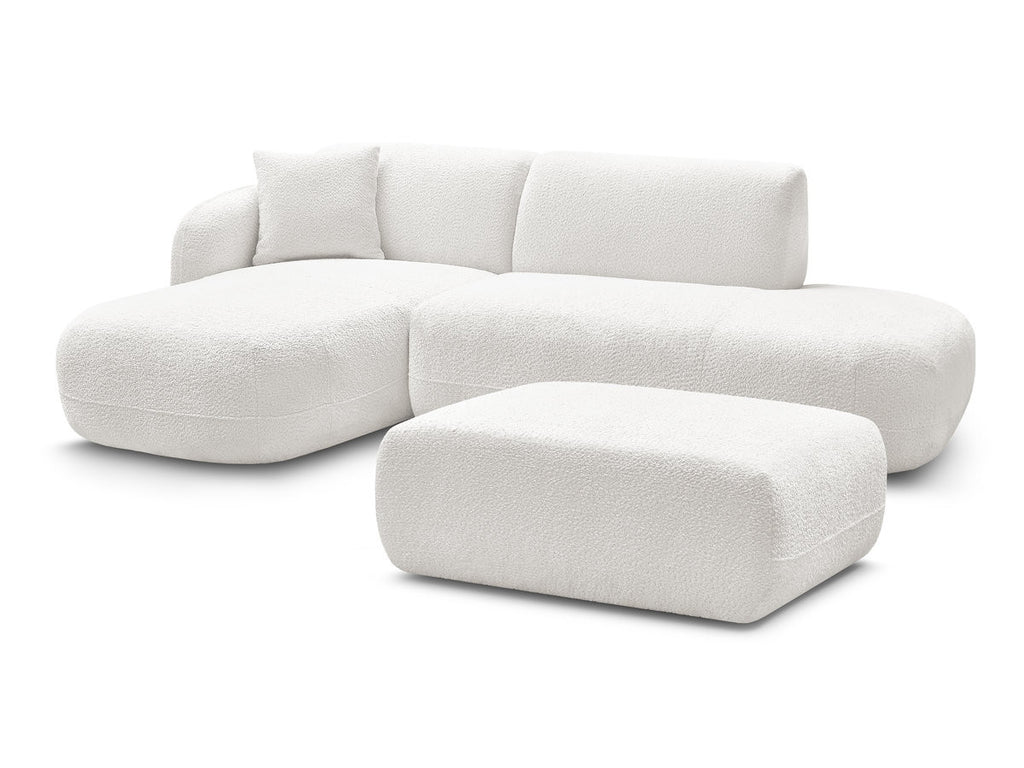 Anda - Modular Fixed Corner Sofa with 1 Chaise Longue, 1 Armless End Unit and 1 Pouffe - Left-Hand Corner