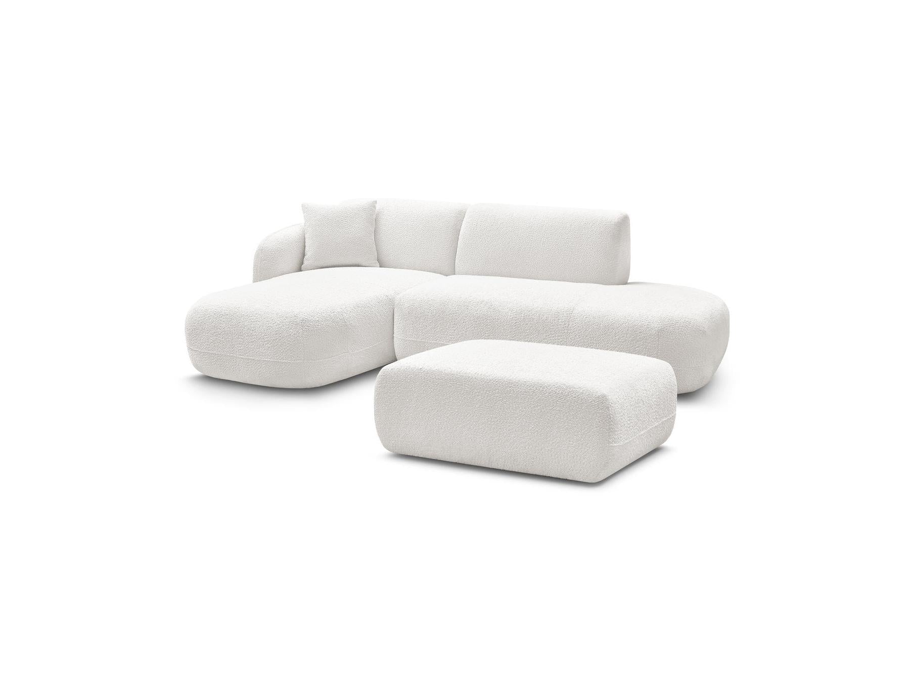 Anda - Modular Fixed Corner Sofa with 1 Chaise Longue, 1 Armless End Unit and 1 Pouffe - Left-Hand Corner