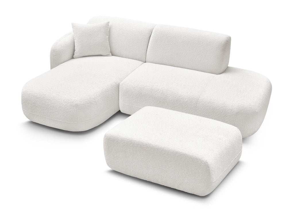 Anda - Modular Fixed Corner Sofa with 1 Chaise Longue, 1 Armless End Unit and 1 Pouffe - Left-Hand Corner