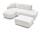 Anda - Modular Fixed Corner Sofa with 1 Chaise Longue, 1 Armless End Unit and 1 Pouffe - Left-Hand Corner