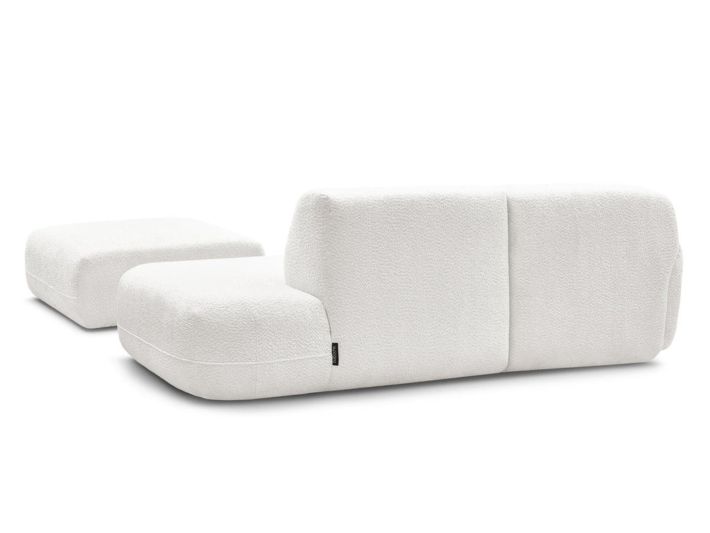 Anda - Modular Fixed Corner Sofa with 1 Chaise Longue, 1 Armless End Unit and 1 Pouffe - Left-Hand Corner