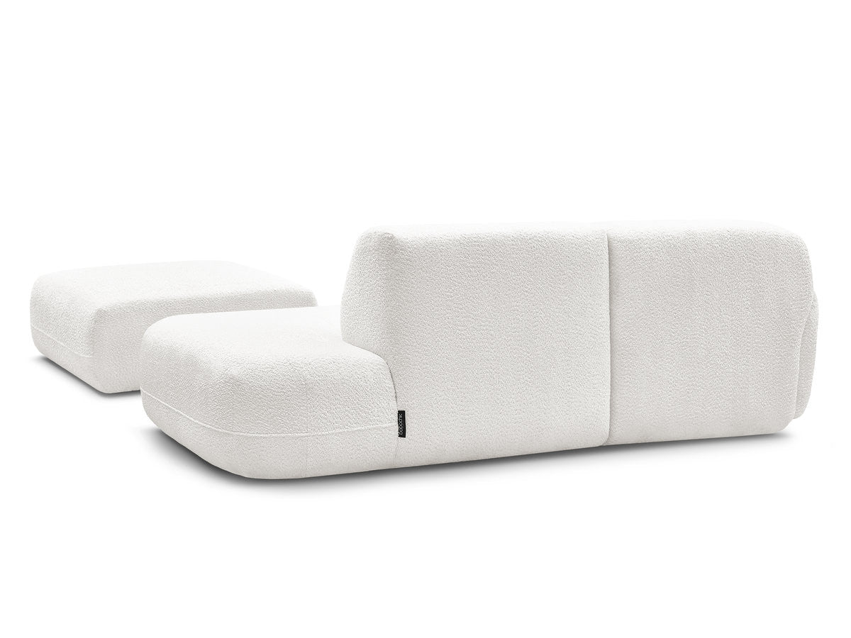 Anda - Modular Fixed Corner Sofa with 1 Chaise Longue, 1 Armless End Unit and 1 Pouffe - Left-Hand Corner