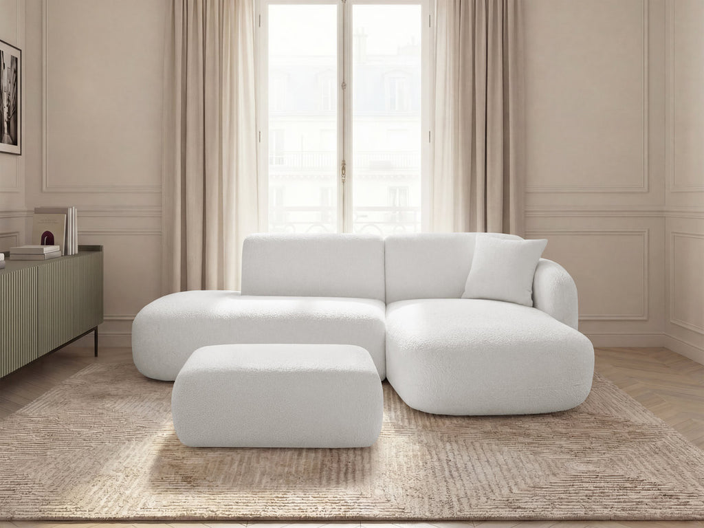 Anda - Modular Fixed Corner Sofa with 1 Chaise Longue, 1 Armless End Unit and 1 Pouffe - Right-Hand Corner