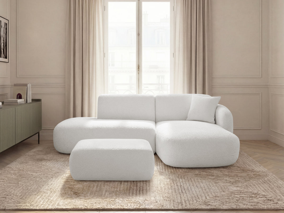 Anda - Modular Fixed Corner Sofa with 1 Chaise Longue, 1 Armless End Unit and 1 Pouffe - Right-Hand Corner