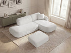 Anda - Modular Fixed Corner Sofa with 1 Chaise Longue, 1 Armless End Unit and 1 Pouffe - Right-Hand Corner