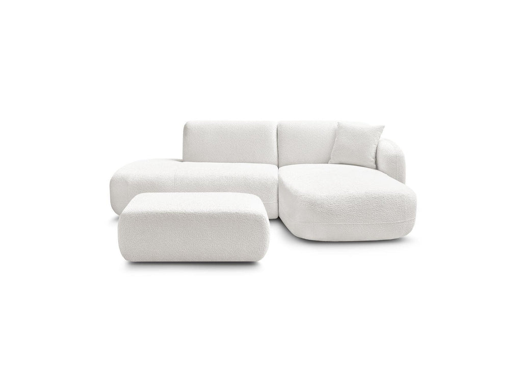 Anda - Modular Fixed Corner Sofa with 1 Chaise Longue, 1 Armless End Unit and 1 Pouffe - Right-Hand Corner