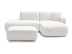 Anda - Modular Fixed Corner Sofa with 1 Chaise Longue, 1 Armless End Unit and 1 Pouffe - Right-Hand Corner
