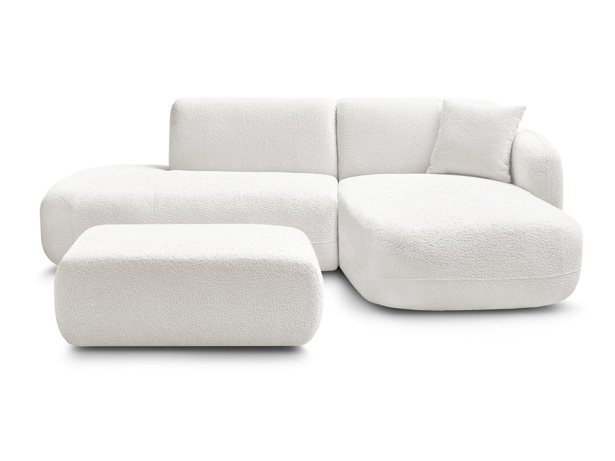 Anda - Modular Fixed Corner Sofa with 1 Chaise Longue, 1 Armless End Unit and 1 Pouffe - Right-Hand Corner